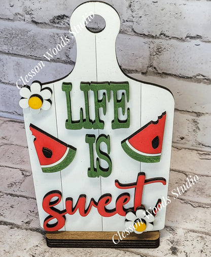 Finished Painted Watermelon Shelf Sitters