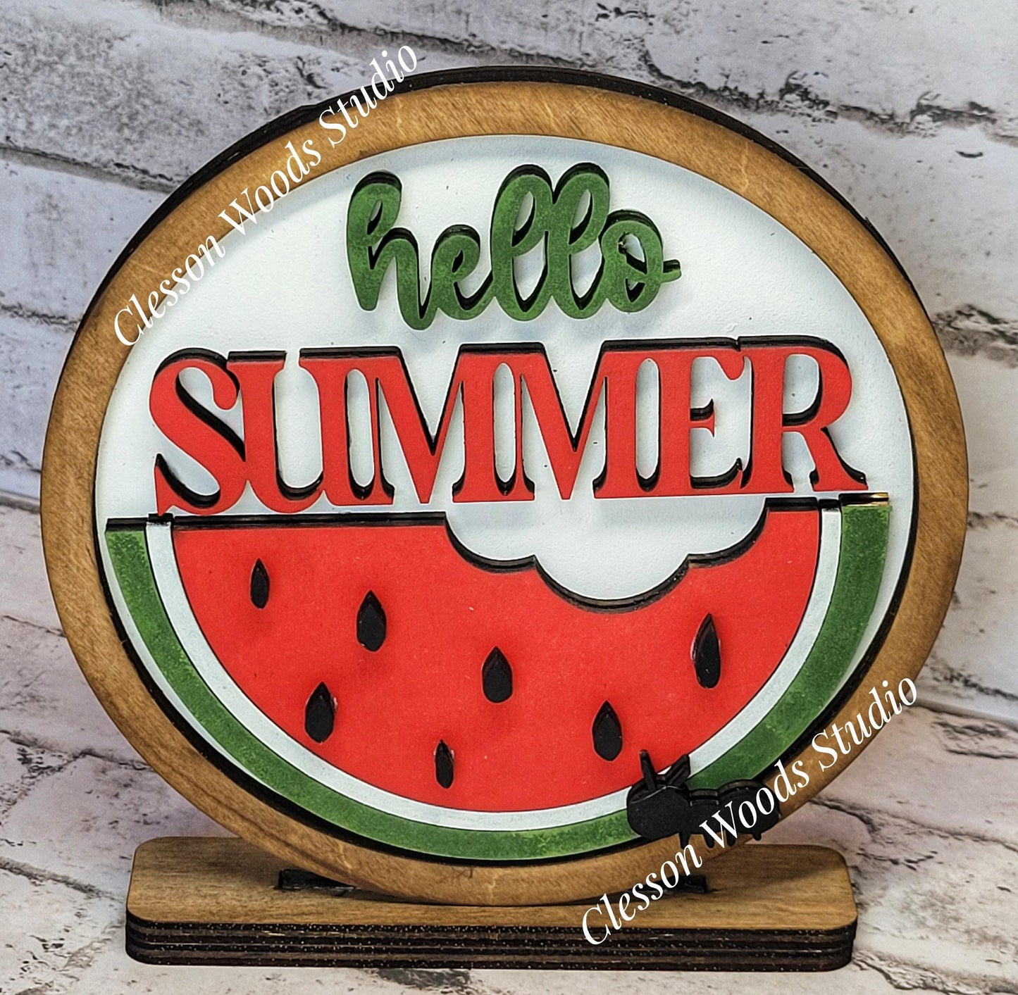 Finished Painted Watermelon Shelf Sitters