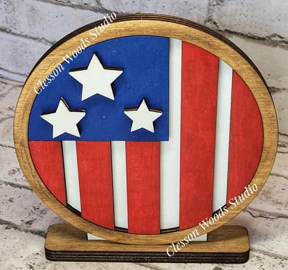 Finished Painted July 4th Shelf Sitters