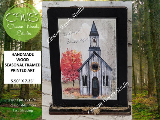 Harvest Blessings Church Framed Art with Attached Stand