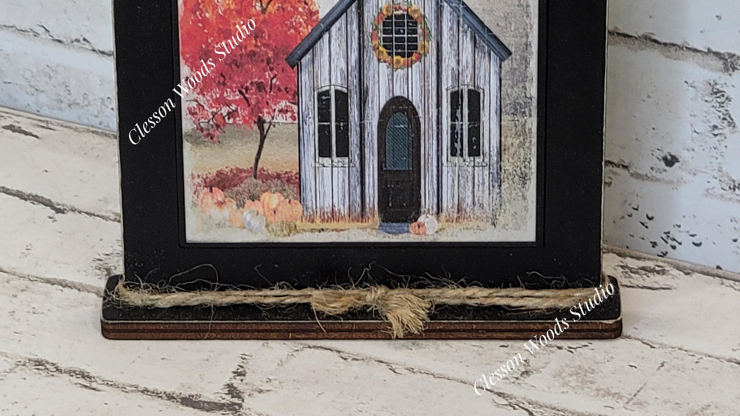 Harvest Blessings Church Framed Art with Attached Stand