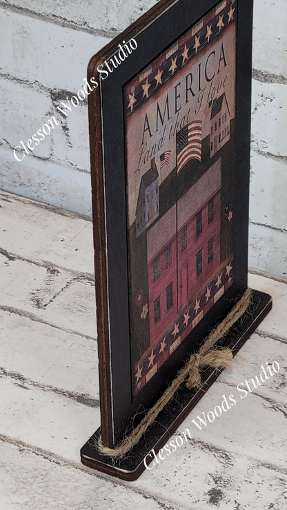 America Land That I Love Saltbox Houses Framed Art with Attached Stand