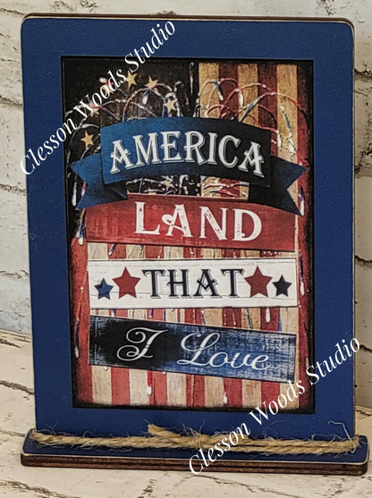 America Land That I Love Framed Art with Attached Stand