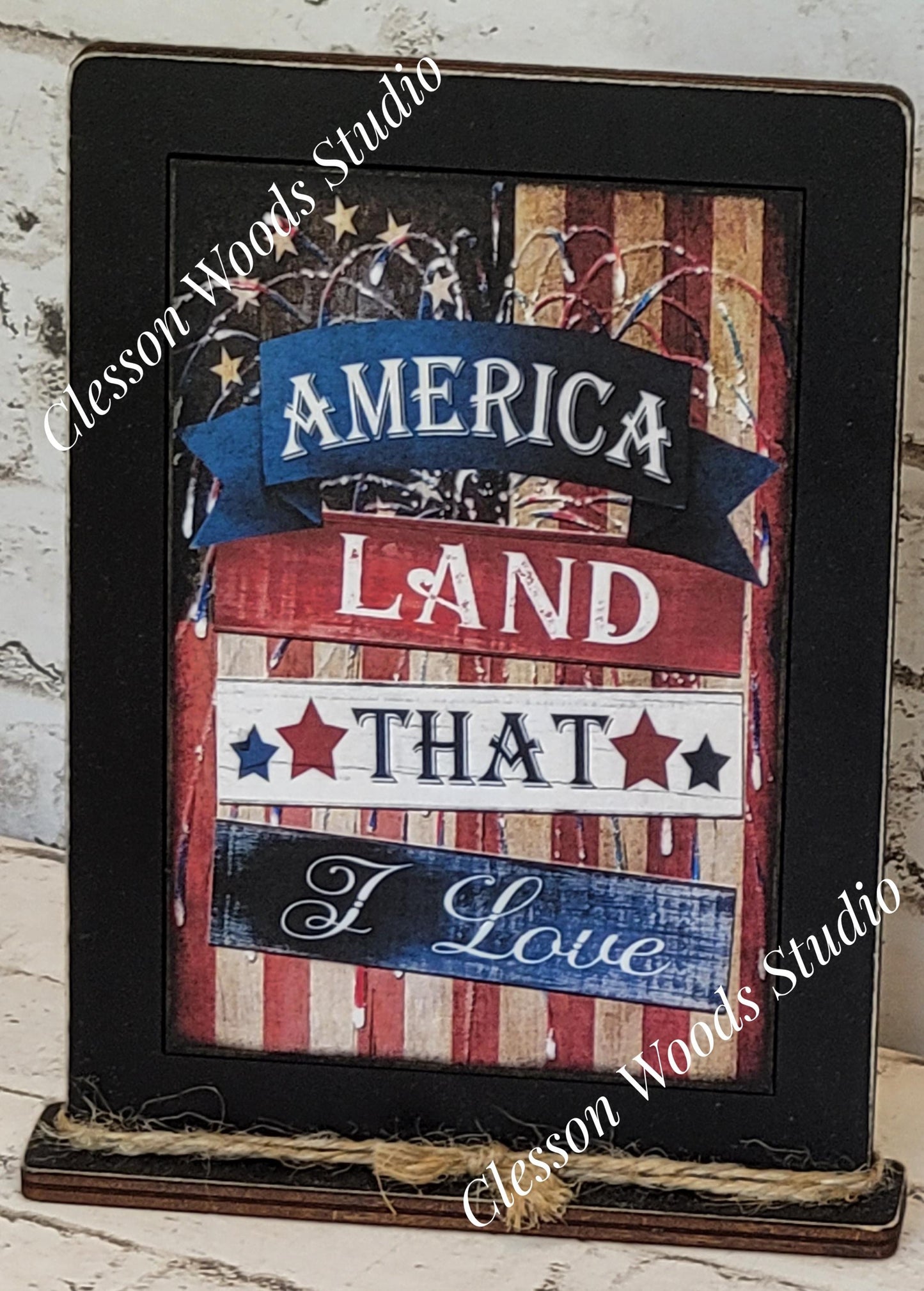 America Land That I Love Framed Art with Attached Stand