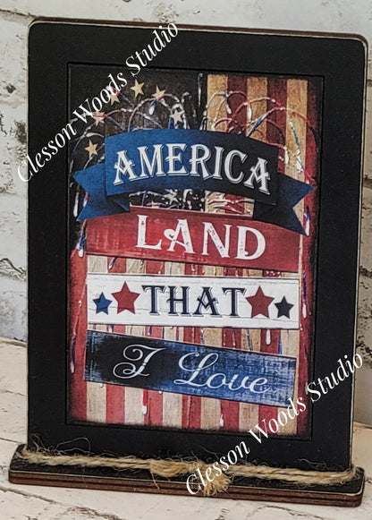 America Land That I Love Framed Art with Attached Stand