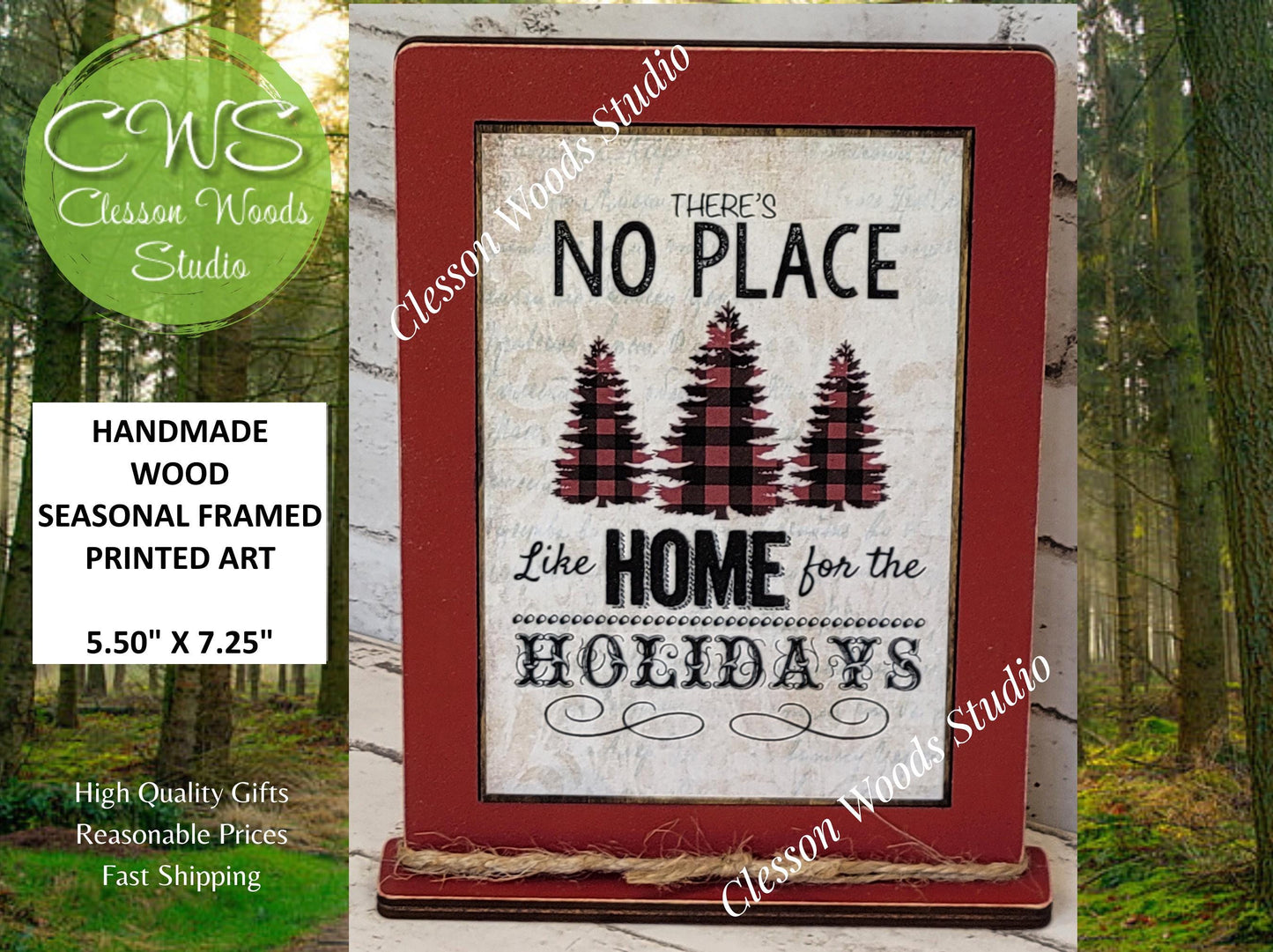 There's No Place Like Home For The Holidays Framed Art with Attached Stand