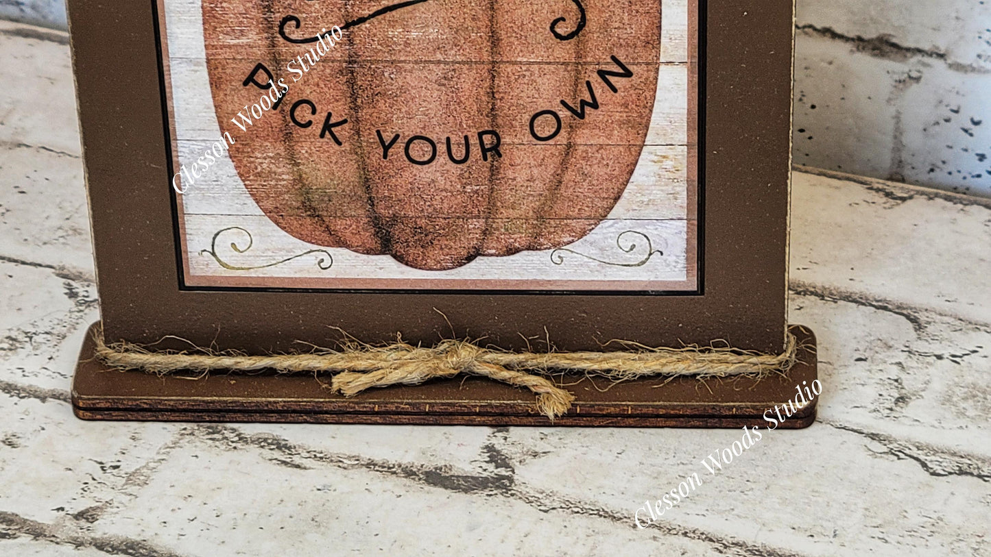 Pumpkin Farm Pick Your Own Framed Art with Attached Stand