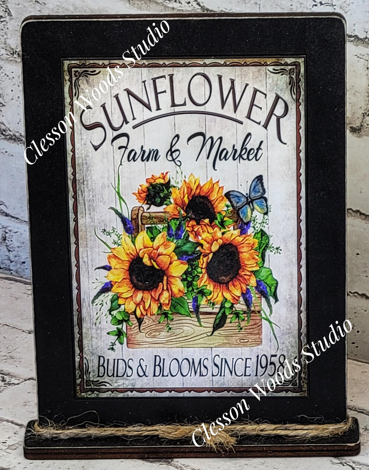 Sunflower Farm and Market Framed Art with Attached Stand