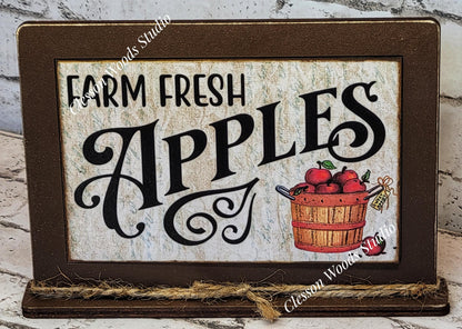 Farm Fresh Apples Framed Art with Attached Stand