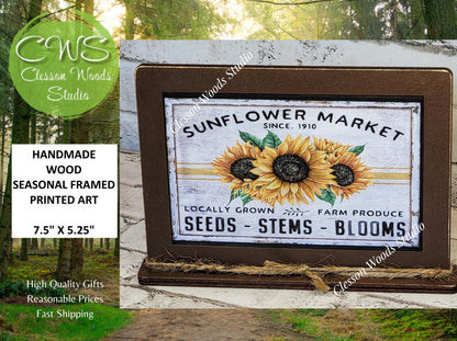 Sunflower Market Framed Art with Attached Stand