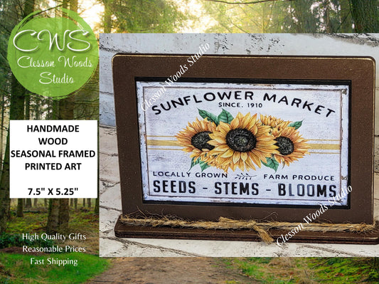 Sunflower Market Framed Art with Attached Stand