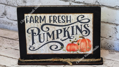 Farm Fresh Pumpkins Framed Art with Attached Stand