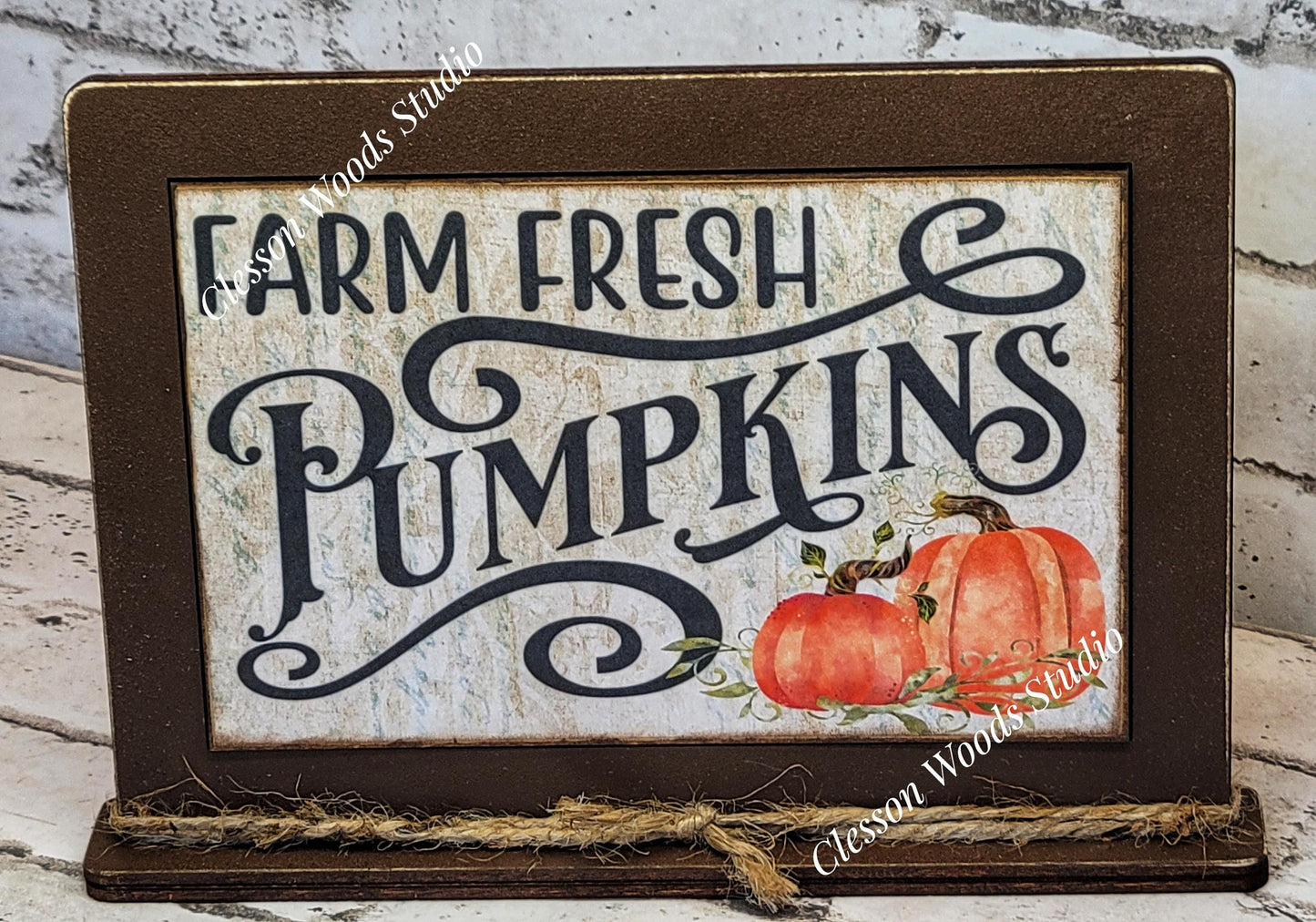 Farm Fresh Pumpkins Framed Art with Attached Stand