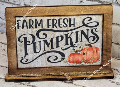 Farm Fresh Pumpkins Framed Art with Attached Stand