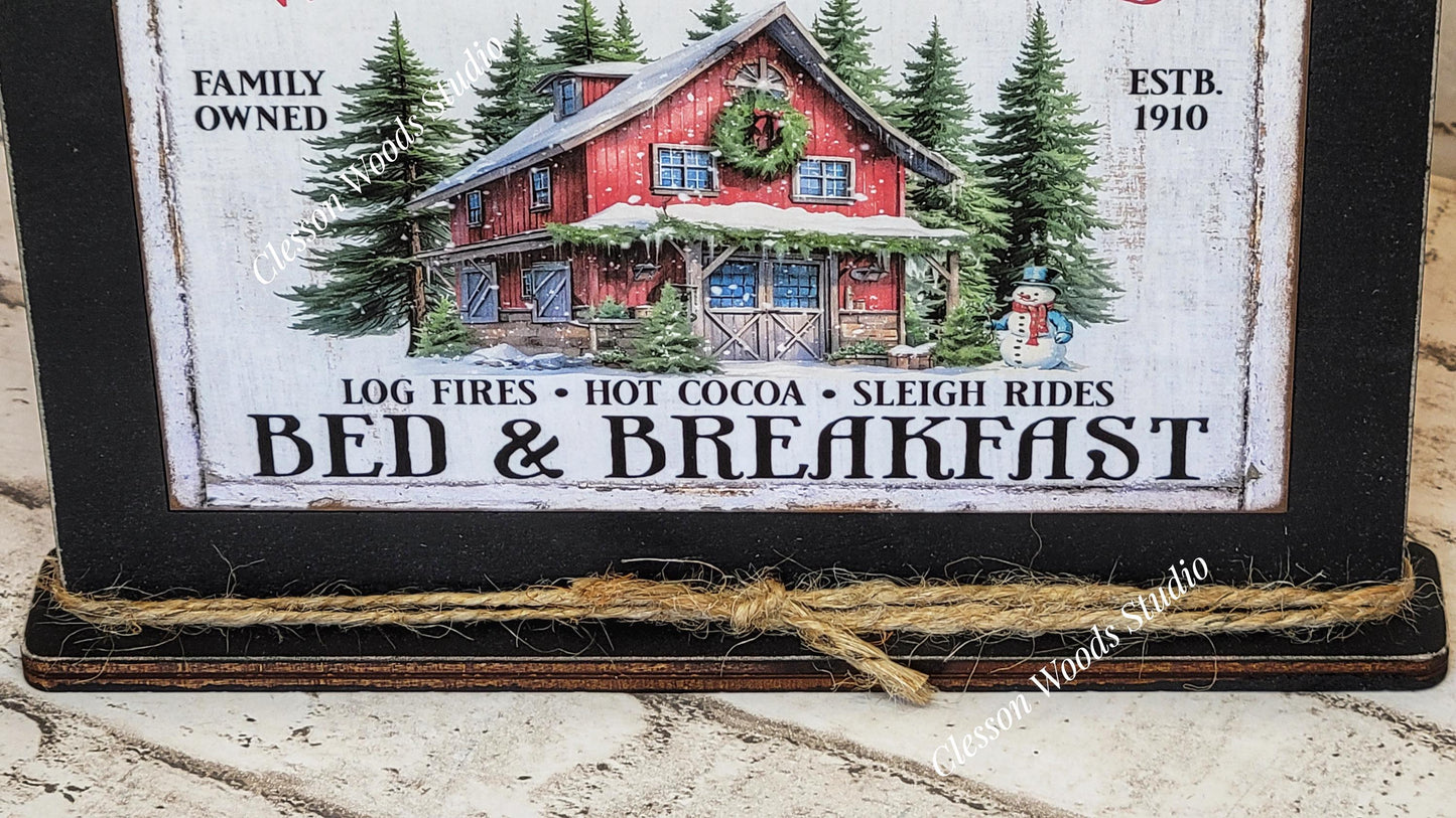 Winter Wonderland Bed & Breakfast Framed Art with Attached Stand