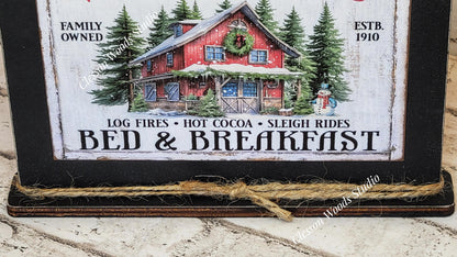 Winter Wonderland Bed & Breakfast Framed Art with Attached Stand
