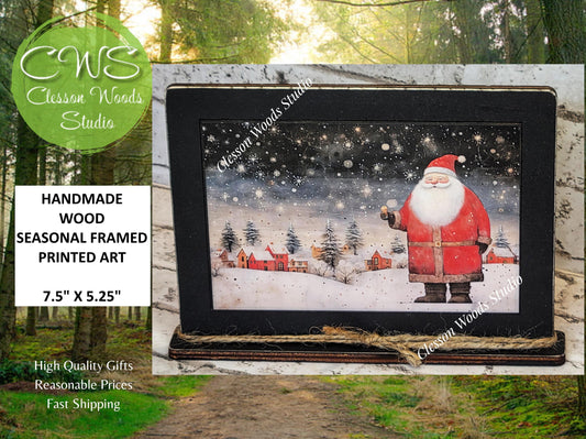 Old Time Santa 2 Framed Art with Attached Stand