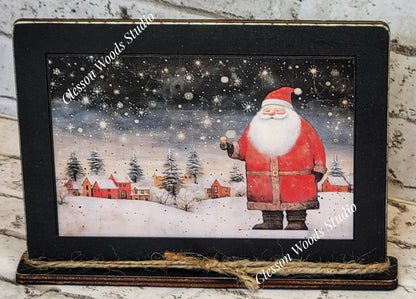 Old Time Santa 2 Framed Art with Attached Stand