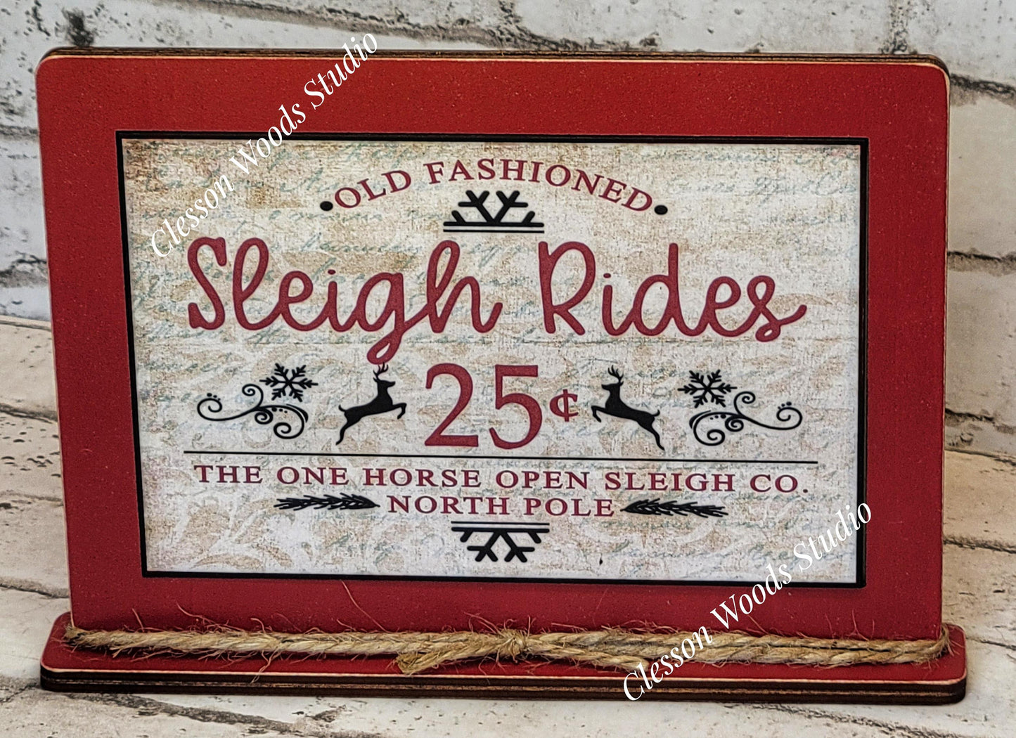 Sleigh Rides Framed Art with Attached Stand