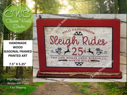 Sleigh Rides Framed Art with Attached Stand