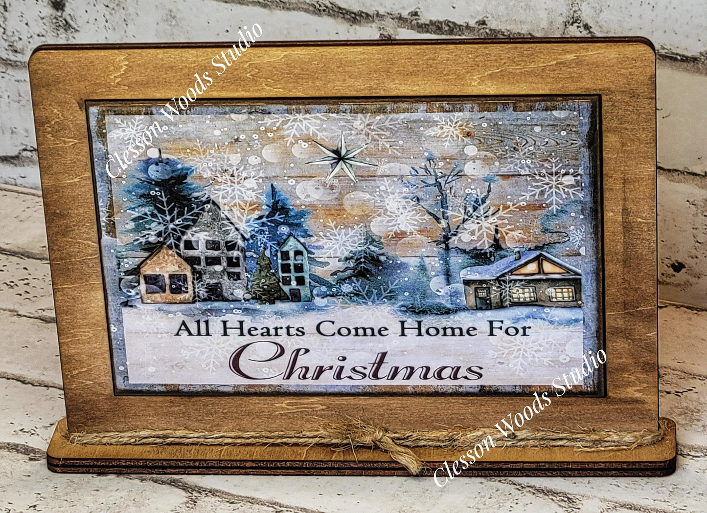 All Hearts Come Home For Christmas Winter Framed Art with Attached Stand