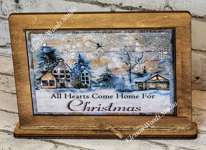 All Hearts Come Home For Christmas Winter Framed Art with Attached Stand