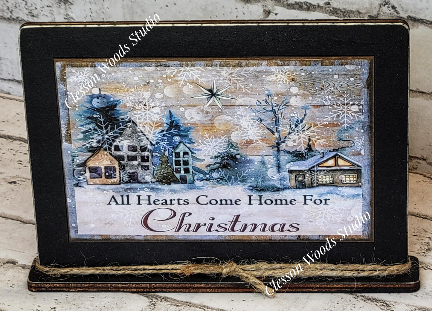 All Hearts Come Home For Christmas Winter Framed Art with Attached Stand