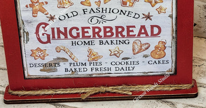 Old Fashioned Gingerbread Framed Art with Attached Stand