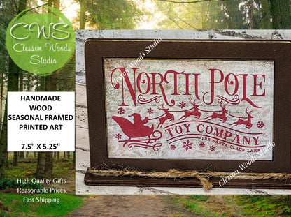 North Pole Toy Company Framed Art with Attached Stand