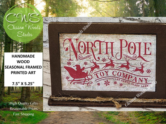 North Pole Toy Company Framed Art with Attached Stand
