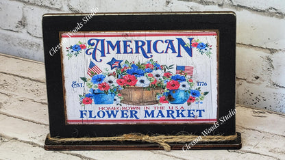 America Flower Market Framed Art with Attached Stand