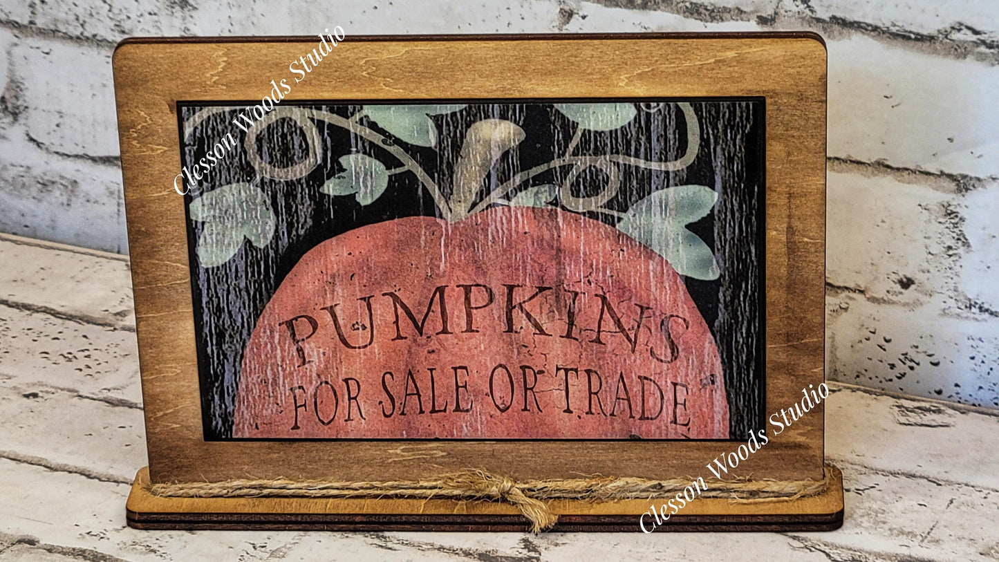 Handmade Pumpkin Framed Wood Art - Rustic Fall Decor