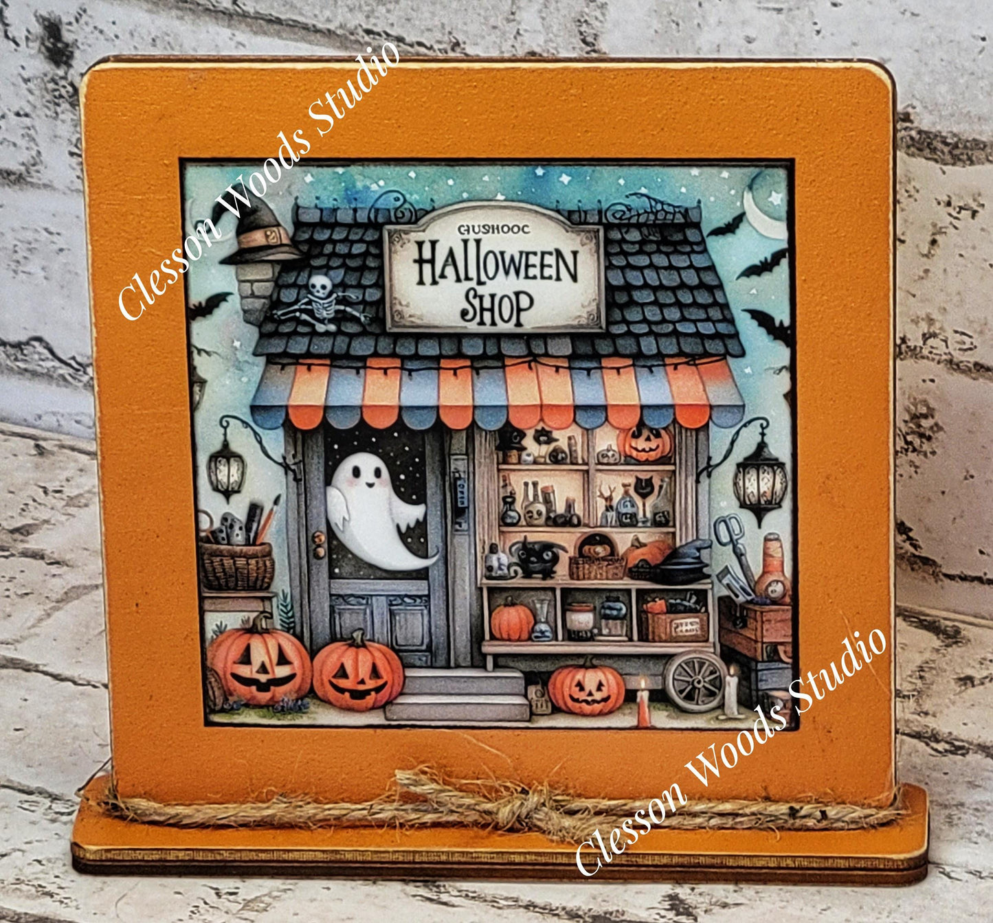 Halloween Shop 1  Framed Art Wood Sign