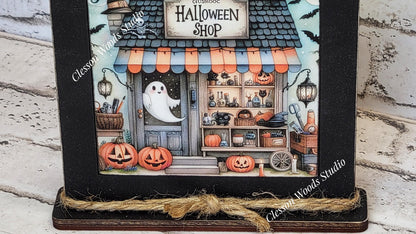 Halloween Shop 1  Framed Art Wood Sign