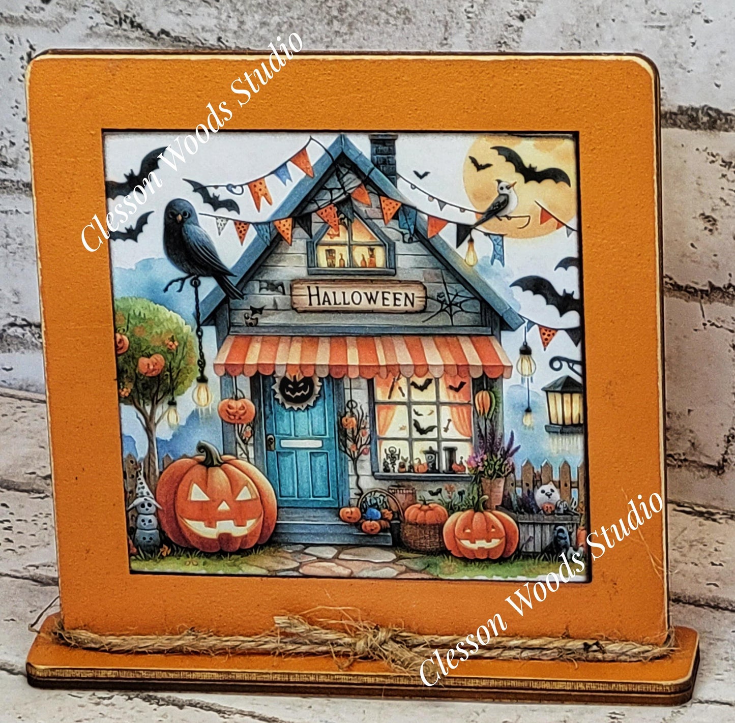 Halloween Shop 2  Framed Art Wood Sign