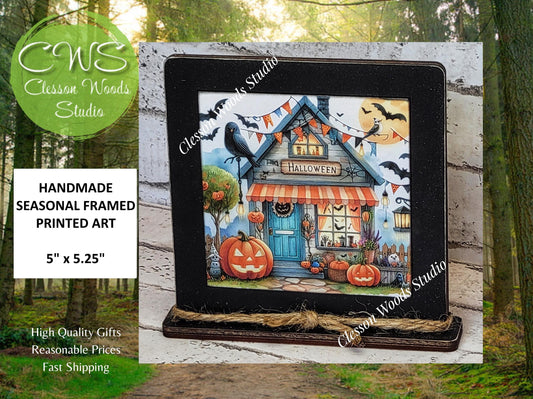Halloween Shop 2  Framed Art Wood Sign