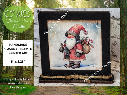 Old Time Santa 1 Framed Art Wood Sign