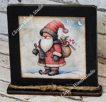 Old Time Santa 1 Framed Art Wood Sign