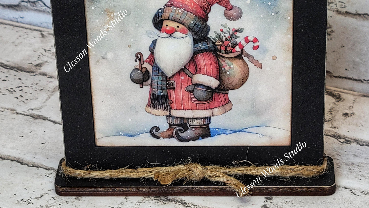 Old Time Santa 1 Framed Art Wood Sign