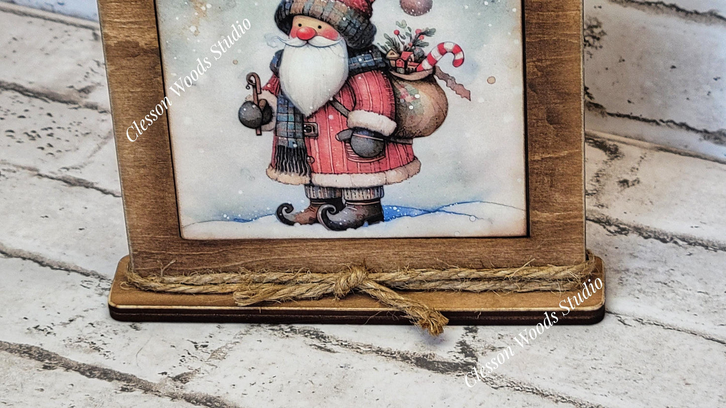 Old Time Santa 1 Framed Art Wood Sign