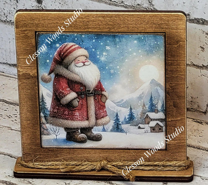Old Time Santa 2 Framed Art Wood Sign