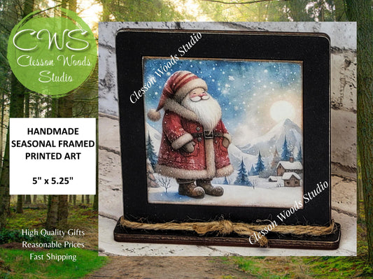 Old Time Santa 2 Framed Art Wood Sign