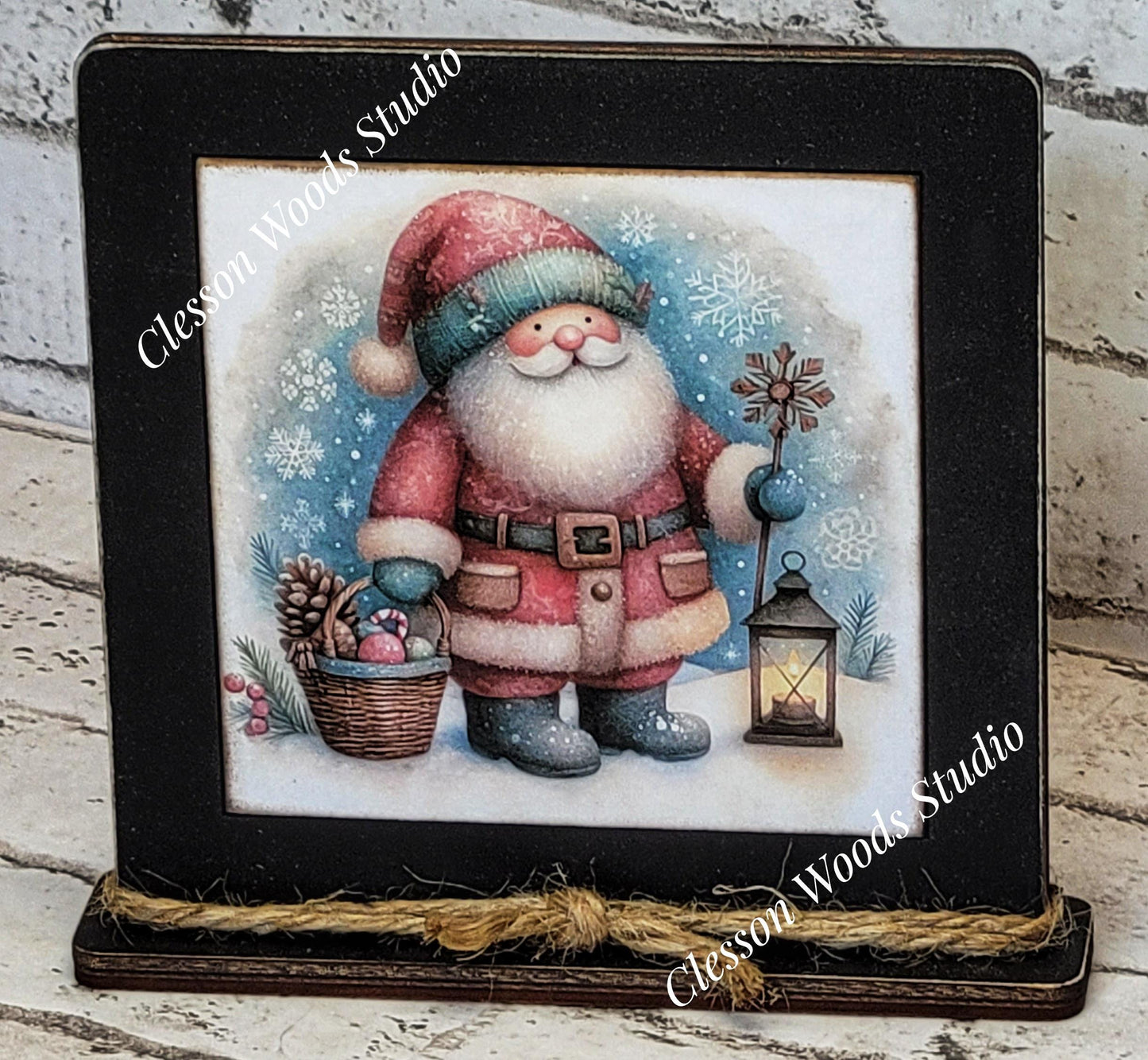 Old Time Santa 5 Framed Art Wood Sign