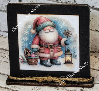 Old Time Santa 5 Framed Art Wood Sign