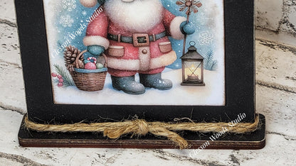 Old Time Santa 5 Framed Art Wood Sign