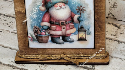 Old Time Santa 5 Framed Art Wood Sign