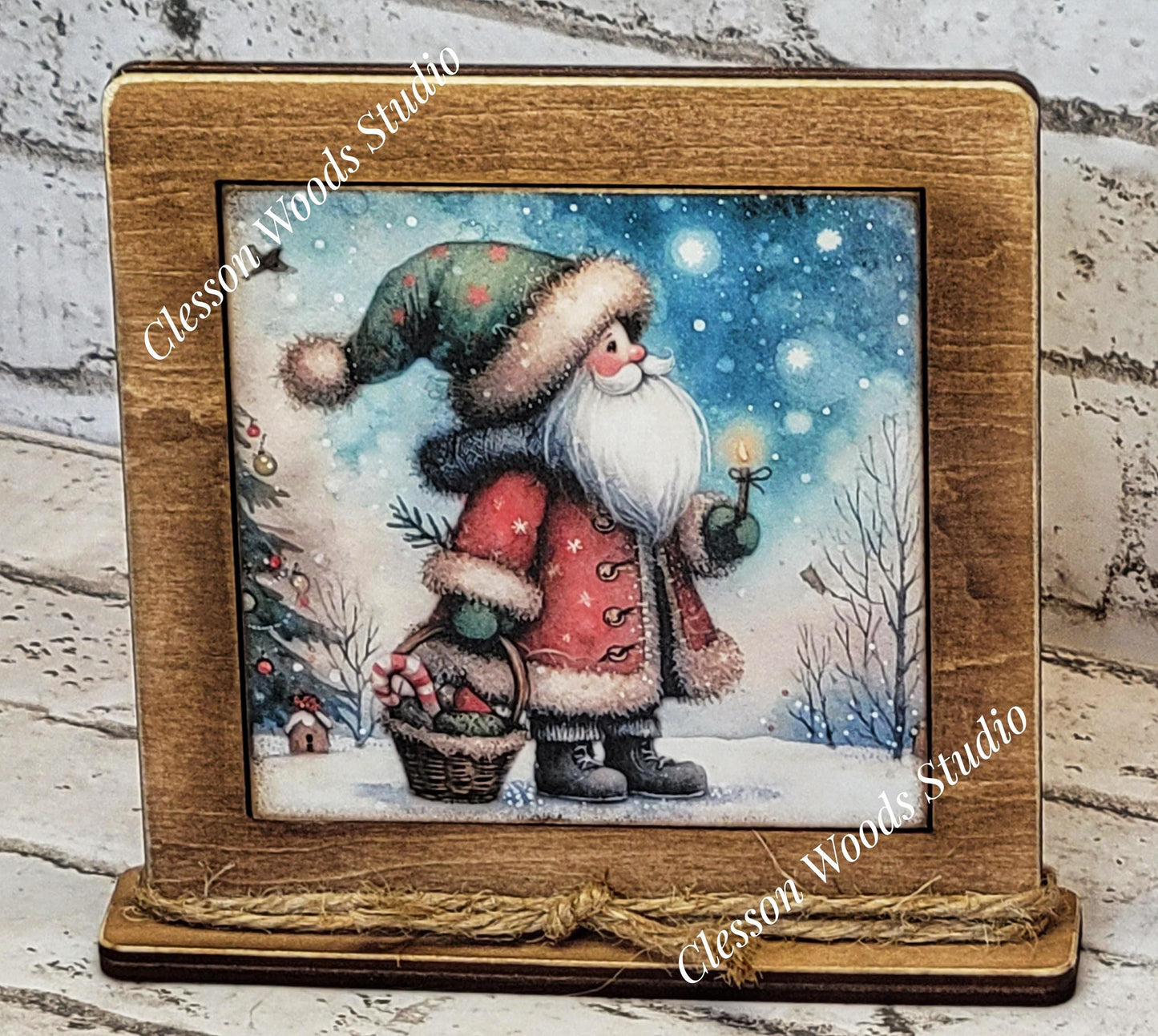 Old Time Santa 6 Framed Art Wood Sign
