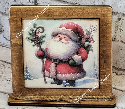 Old Time Santa 7 Framed Art Wood Sign