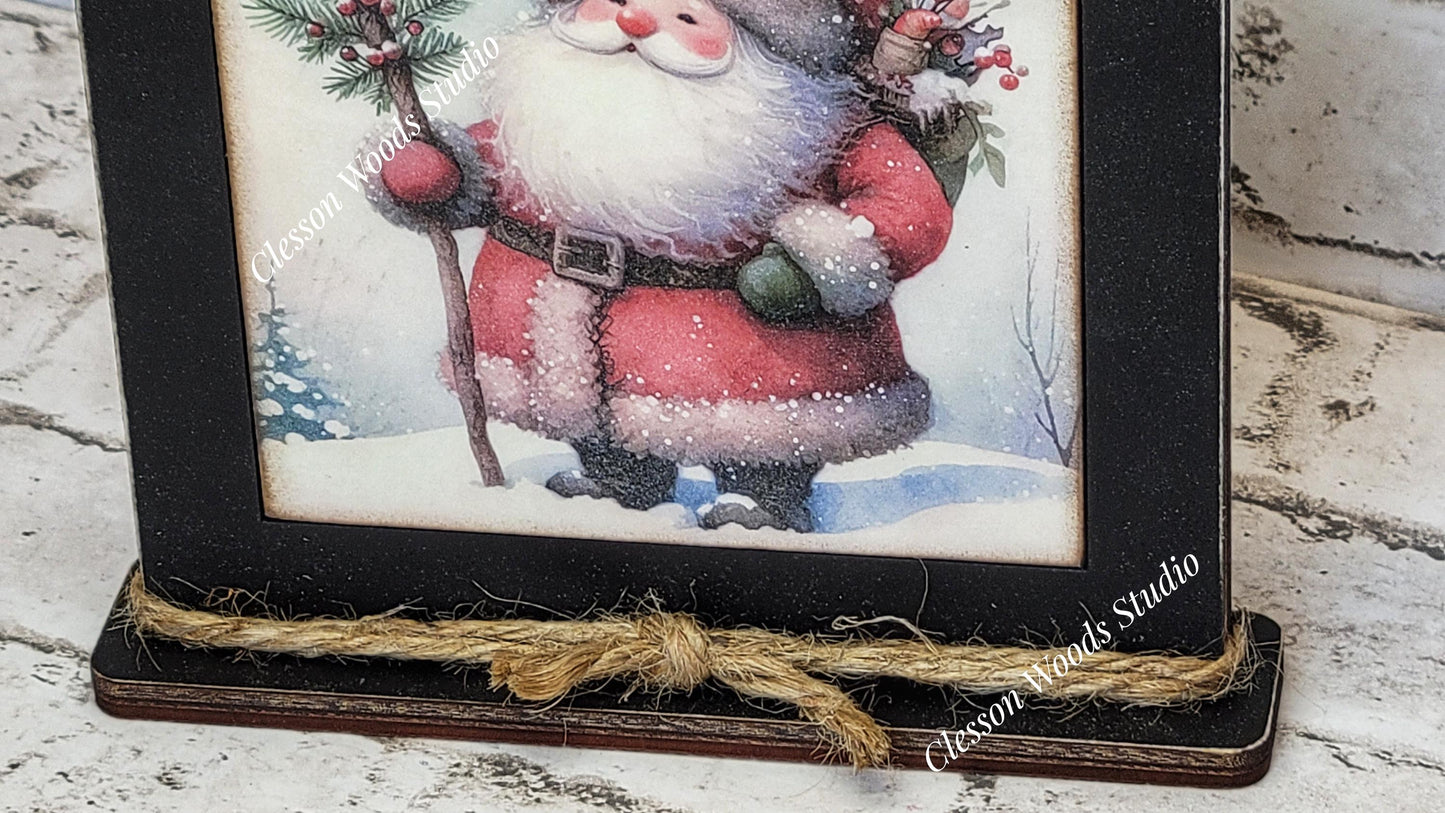 Old Time Santa 7 Framed Art Wood Sign