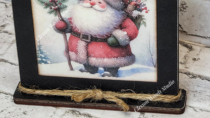 Old Time Santa 7 Framed Art Wood Sign